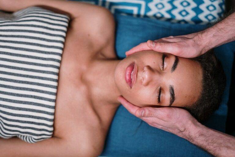 woman getting facial therapy